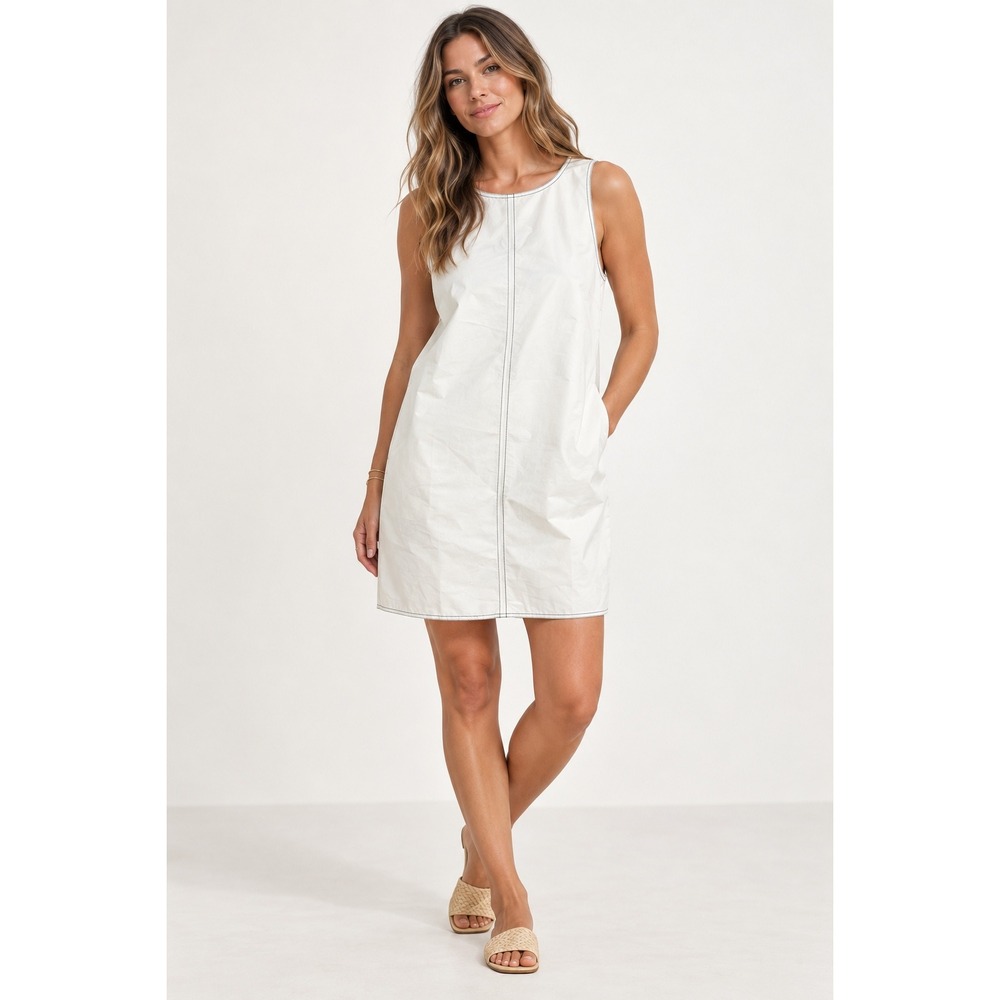 J.Crew Contrast-stitch Billie dress in double cotton poplin Shift White Size 16